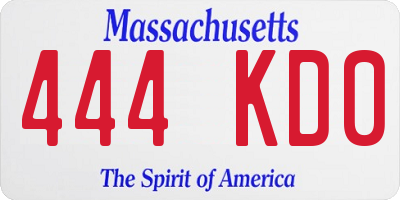 MA license plate 444KD0