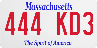 MA license plate 444KD3