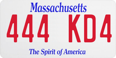MA license plate 444KD4