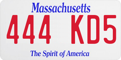 MA license plate 444KD5