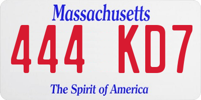 MA license plate 444KD7