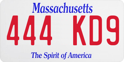 MA license plate 444KD9