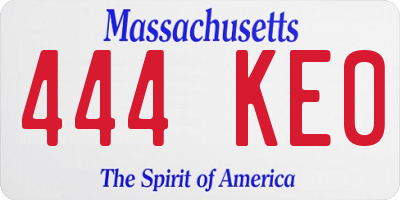MA license plate 444KE0