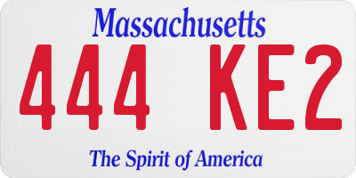 MA license plate 444KE2