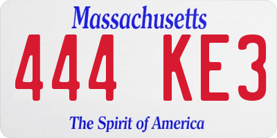 MA license plate 444KE3