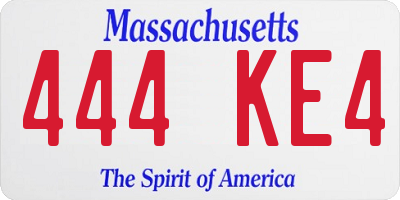MA license plate 444KE4