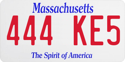 MA license plate 444KE5