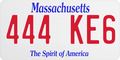 MA license plate 444KE6
