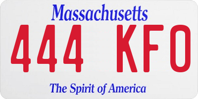 MA license plate 444KF0