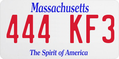 MA license plate 444KF3