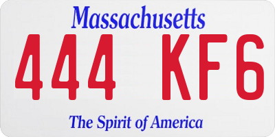 MA license plate 444KF6