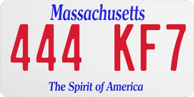 MA license plate 444KF7