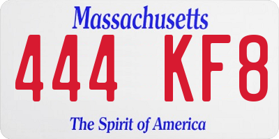 MA license plate 444KF8