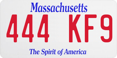 MA license plate 444KF9