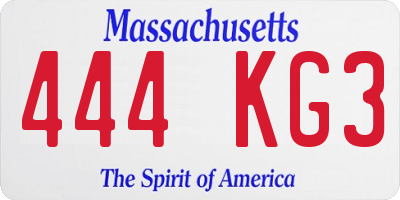 MA license plate 444KG3