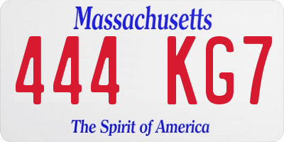 MA license plate 444KG7