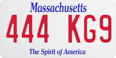 MA license plate 444KG9