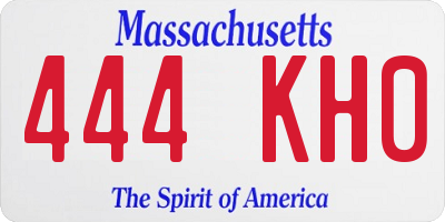MA license plate 444KH0