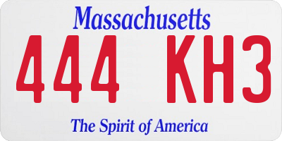 MA license plate 444KH3