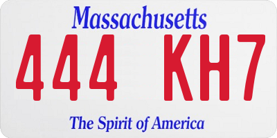 MA license plate 444KH7