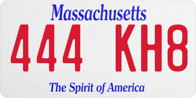 MA license plate 444KH8