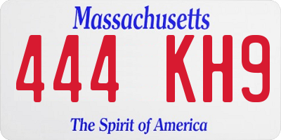 MA license plate 444KH9