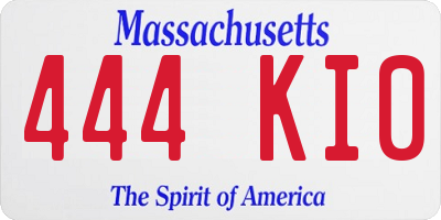 MA license plate 444KI0