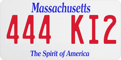MA license plate 444KI2