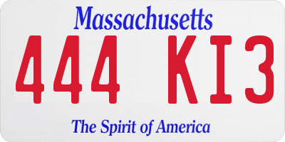 MA license plate 444KI3
