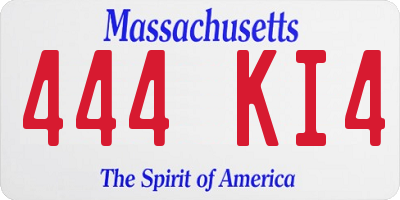 MA license plate 444KI4