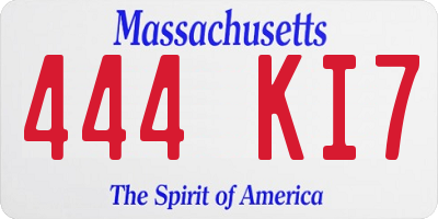 MA license plate 444KI7