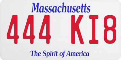 MA license plate 444KI8