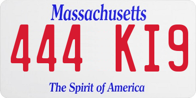 MA license plate 444KI9