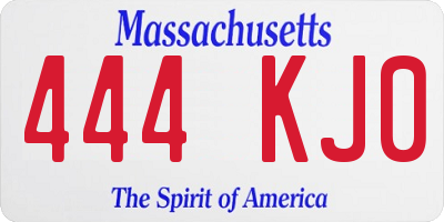 MA license plate 444KJ0