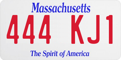 MA license plate 444KJ1