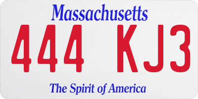 MA license plate 444KJ3