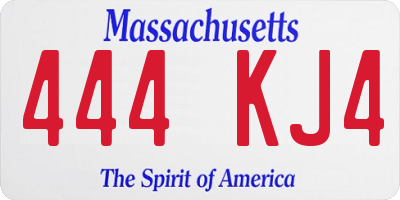 MA license plate 444KJ4