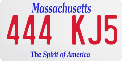 MA license plate 444KJ5
