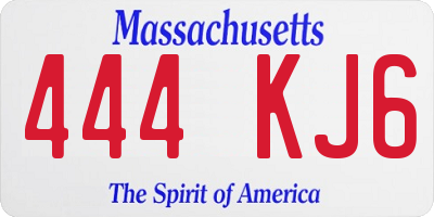 MA license plate 444KJ6