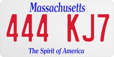 MA license plate 444KJ7