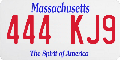 MA license plate 444KJ9