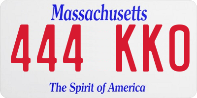 MA license plate 444KK0