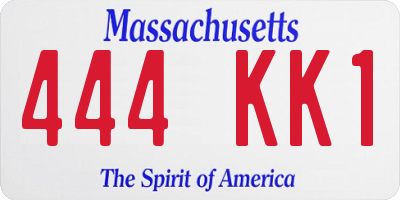 MA license plate 444KK1