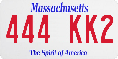 MA license plate 444KK2