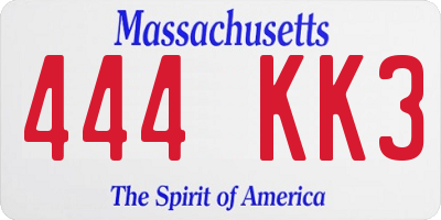 MA license plate 444KK3