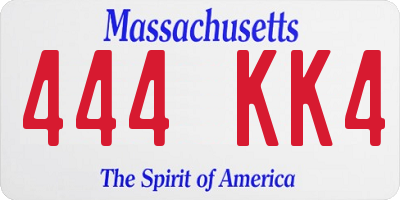 MA license plate 444KK4