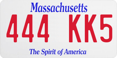 MA license plate 444KK5