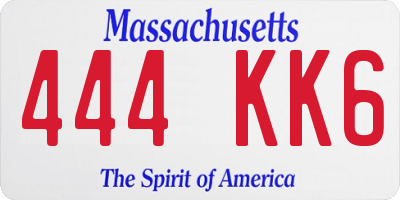 MA license plate 444KK6