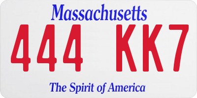 MA license plate 444KK7