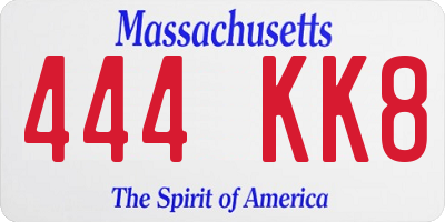 MA license plate 444KK8